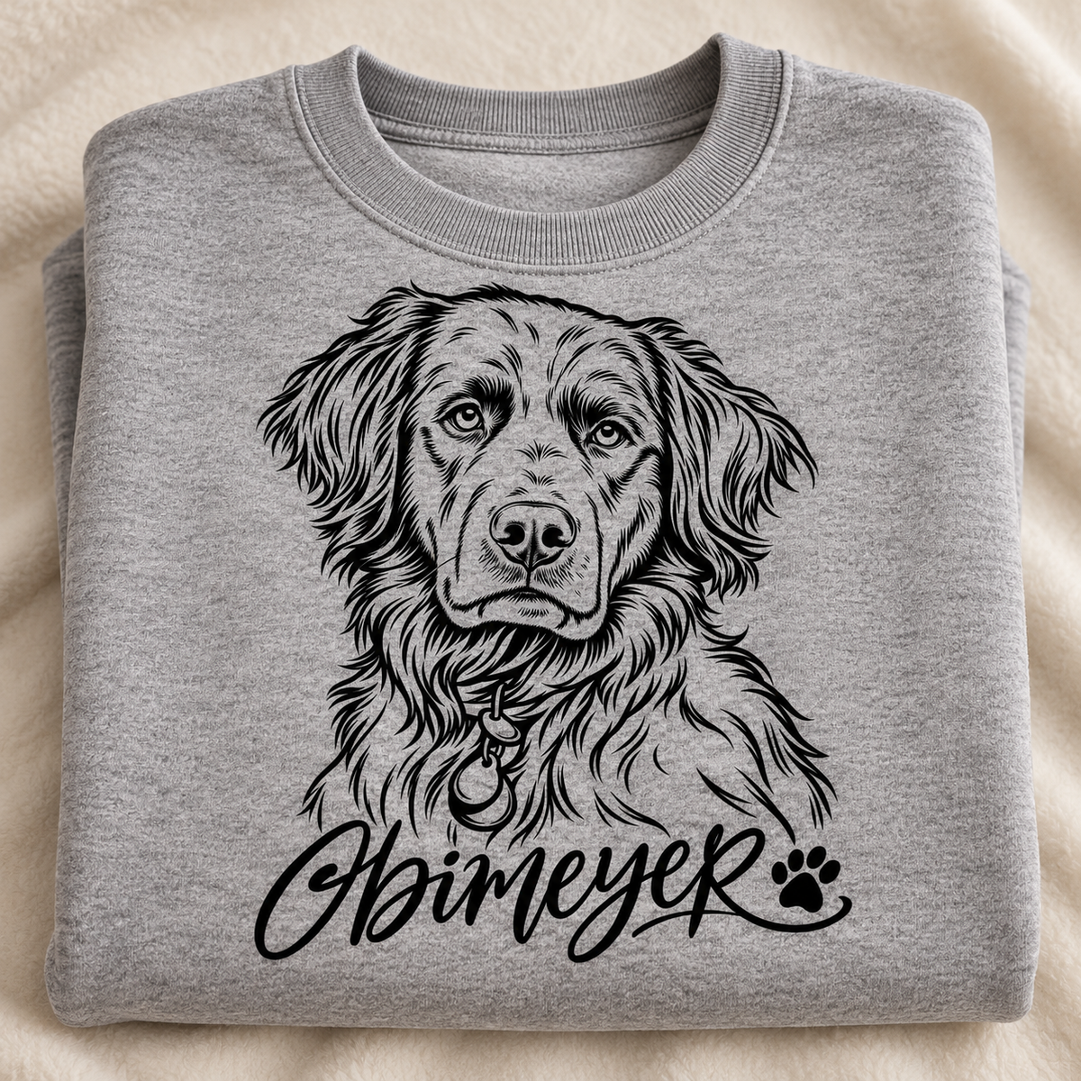 Custom Pet Portrait Sweatshirt from Photo | Personalized Pet Name Crewneck | Hand-Drawn Line Art Dog Mom Gift