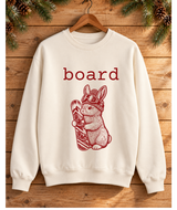 Board Bunny Crewneck Sweatshirt – Vintage Snowboard Bunny in Beanie & Goggles, Cream