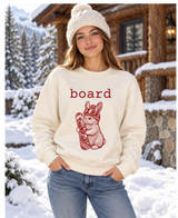 Board Bunny Crewneck Sweatshirt – Vintage Snowboard Bunny in Beanie & Goggles, Cream