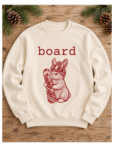 Board Bunny Crewneck Sweatshirt – Vintage Snowboard Bunny in Beanie & Goggles, Cream