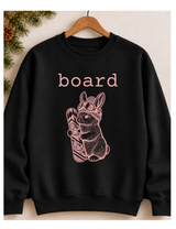 Board Bunny Crewneck Sweatshirt – Vintage Snowboard Bunny in Beanie & Goggles, Cream
