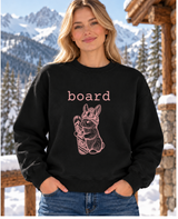 Board Bunny Crewneck Sweatshirt – Vintage Snowboard Bunny in Beanie & Goggles, Cream