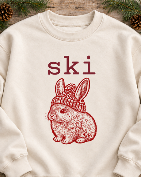 Ski Bunny Crewneck Sweatshirt – Vintage Bunny in Beanie Cozy