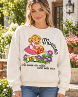 ontana “All Plants Are Edible” Crewneck – Vintage Garden Girl Sweatshirt in Cream