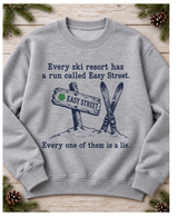 Easy Street Ski Crewneck – Funny Vintage Ski Sweatshirt, Heather Gray