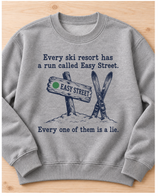Easy Street Ski Crewneck – Funny Vintage Ski Sweatshirt, Heather Gray