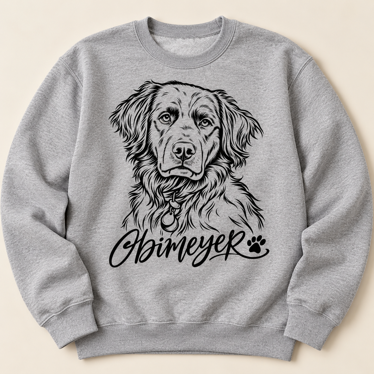 Custom Pet Portrait Sweatshirt from Photo | Personalized Pet Name Crewneck | Hand-Drawn Line Art Dog Mom Gift