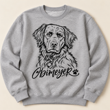Custom Pet Portrait Sweatshirt from Photo | Personalized Pet Name Crewneck | Hand-Drawn Line Art Dog Mom Gift