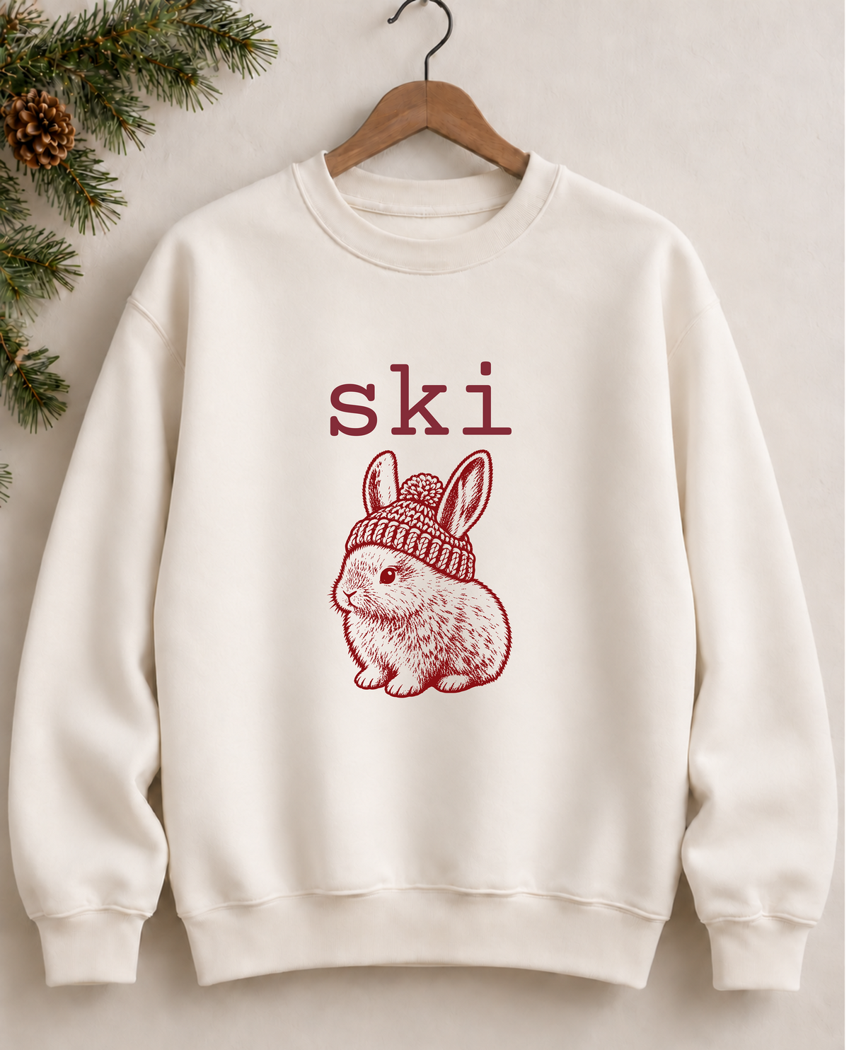 Ski Bunny Crewneck Sweatshirt – Vintage Bunny in Beanie Cozy