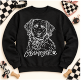 Custom Pet Portrait Sweatshirt from Photo | Personalized Pet Name Crewneck | Hand-Drawn Line Art Dog Mom Gift